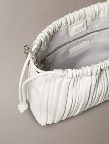 Drawstring Plisse Crossbody Bag, Lily White, hi-res