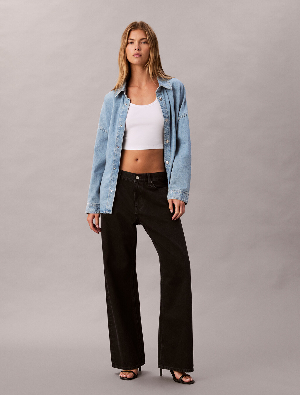 Cotton Linen Denim Shirt, AARON INDIGO, hi-res