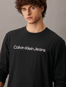 Institutional Logo Regular Long Sleeve Tee, Ck Black, hi-res