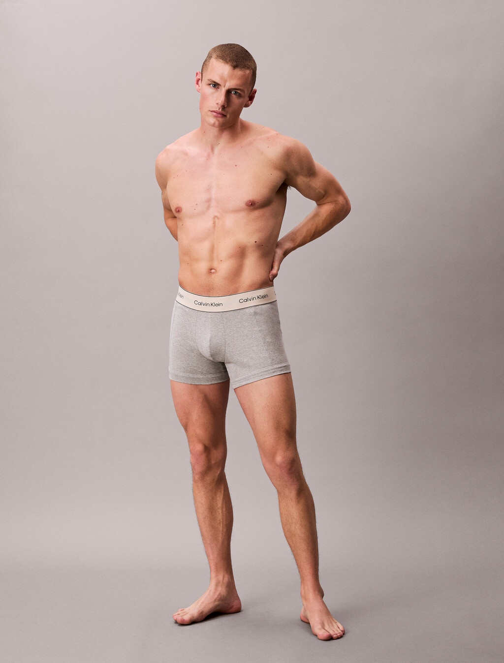Heritage 彈性棉質平口內褲 3 件組, Oyster Gray/Grey Heather/White, hi-res