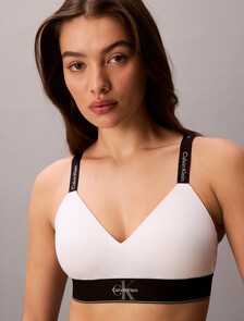 Lightly Lined Bralette - Graphic Monogram Microfibre Stretch, White, hi-res