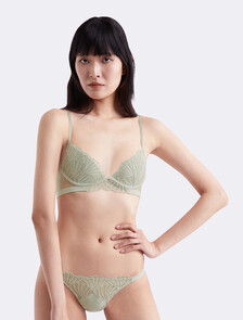 CK Black Plunge Push Up Bra, Moss Gray, hi-res