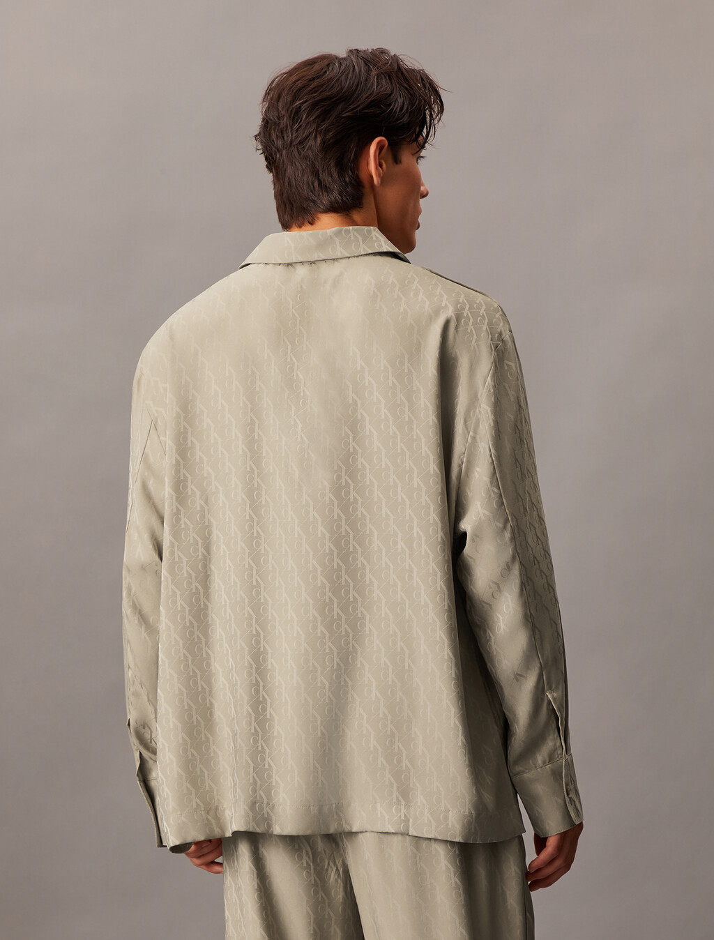 Satin Jacquard Sleep Shirt, 17715 HOLIDAY SHINE LOGO+VINTAGE KHAKI, hi-res