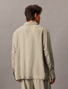 Satin Jacquard Sleep Shirt, 17715 HOLIDAY SHINE LOGO+VINTAGE KHAKI, hi-res