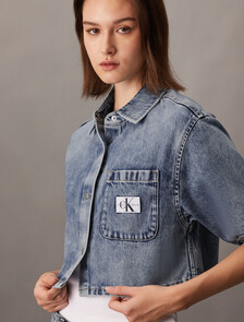 Cotton Lyocell Denim Shirt, Denim Light, hi-res