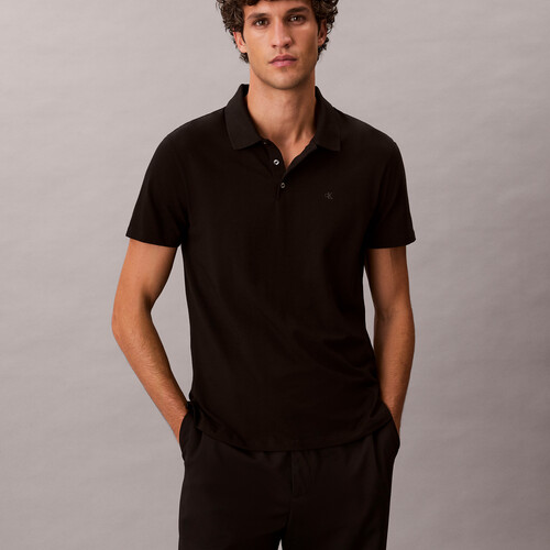 彈性棉質修身 Polo 衫 Black