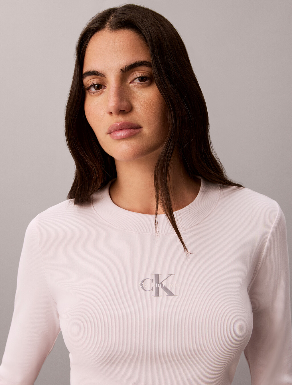 Monogram Logo Long Sleeve Baby Tee, Crystal Blush, hi-res