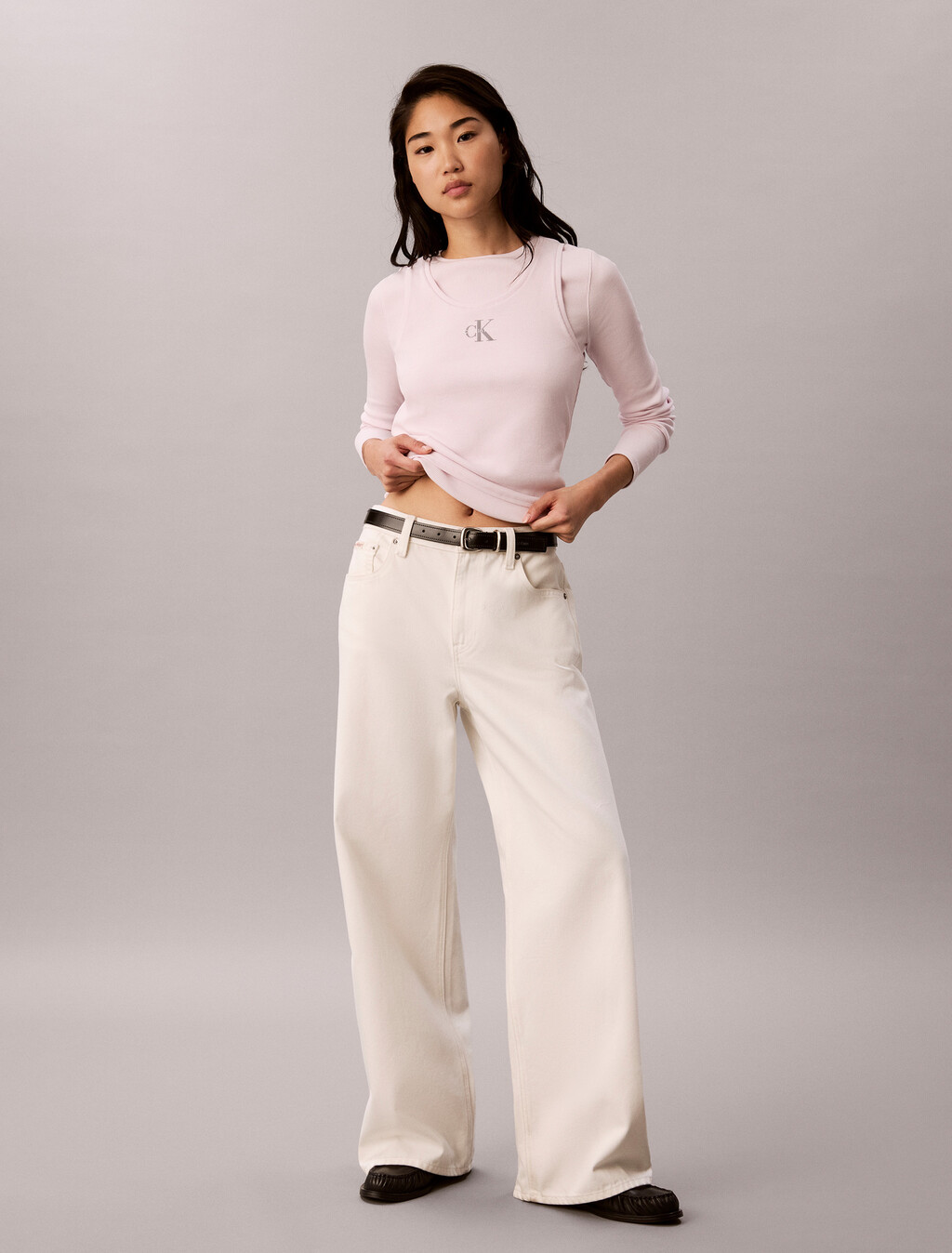 Double Layer Baby Fit Ribbed Long Sleeve Top, Crystal Blush, hi-res