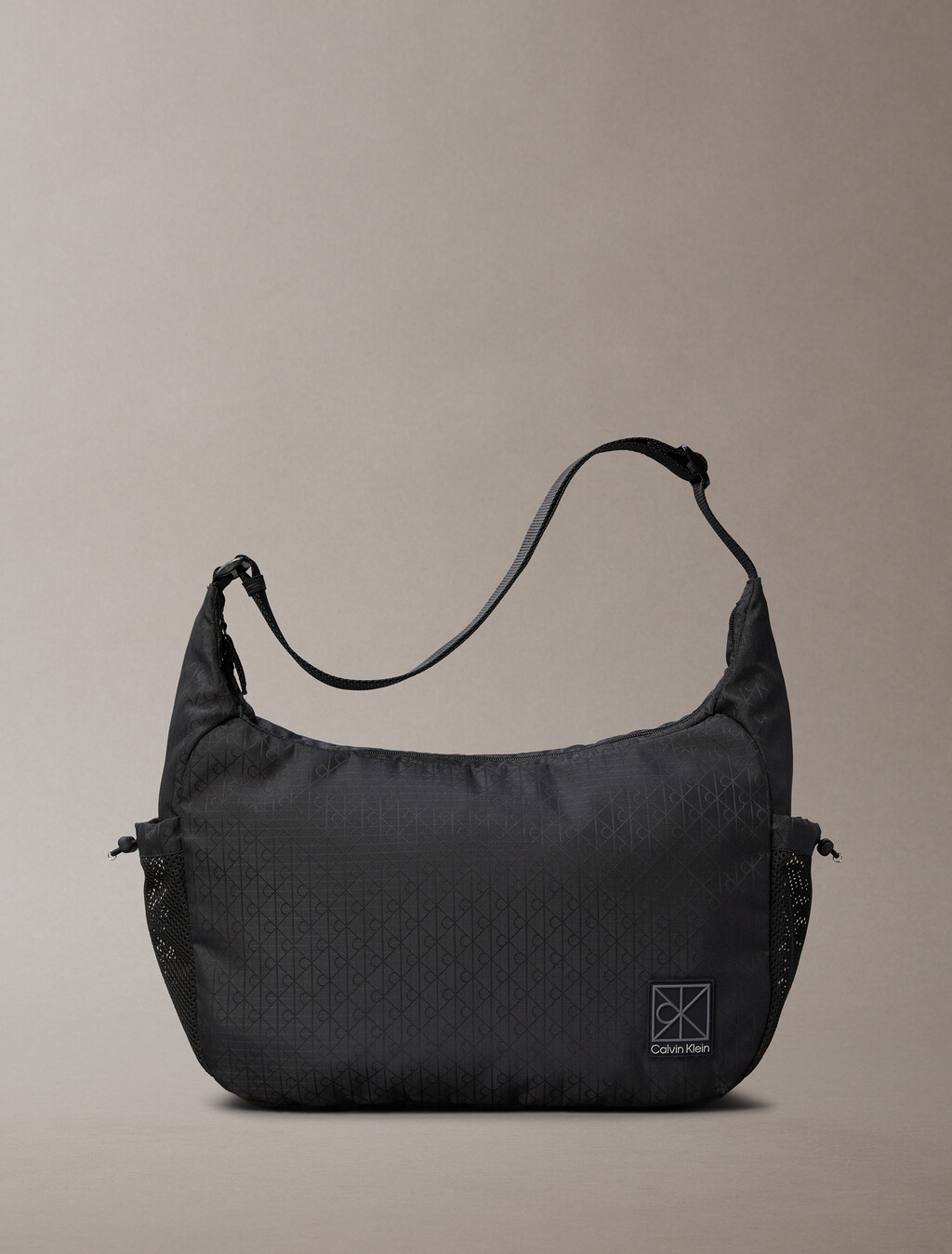 Water-Repellent Crossbody Duffle Bag, Black, hi-res