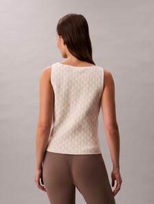 Monogram Tank Cardigan Twinset, White Greige, hi-res