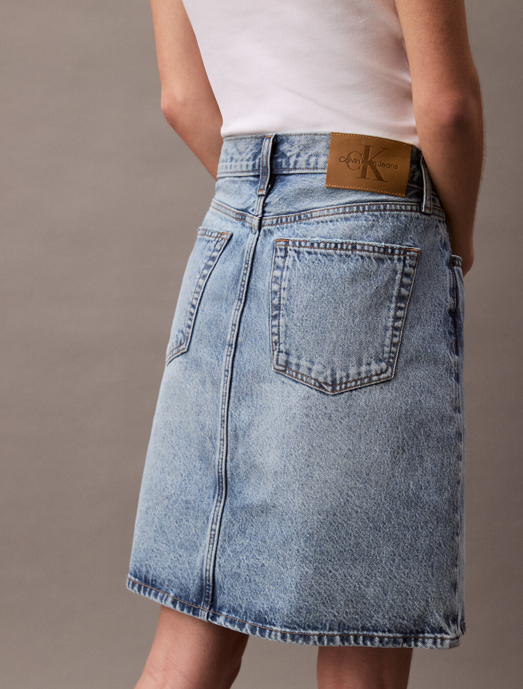 Front Slit Midi Denim Skirt, SAGE STONE, hi-res