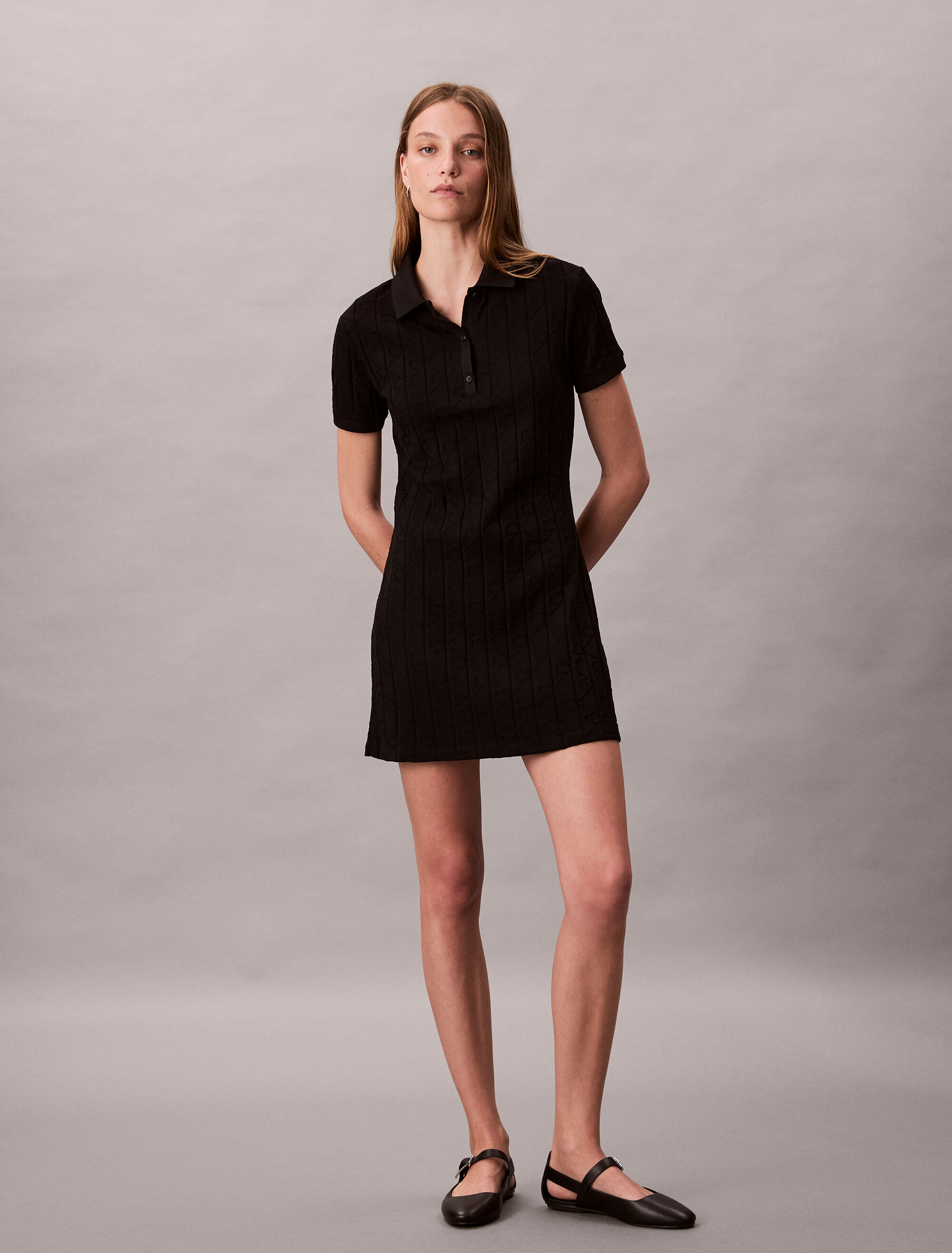 Logo Jacquard Polo Dress | black | Calvin Klein Taiwan