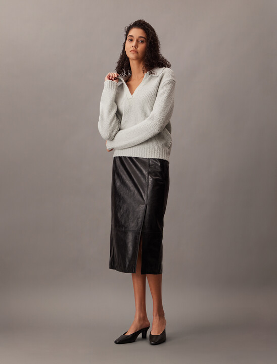 Merino Wool Boucle Polo Sweater