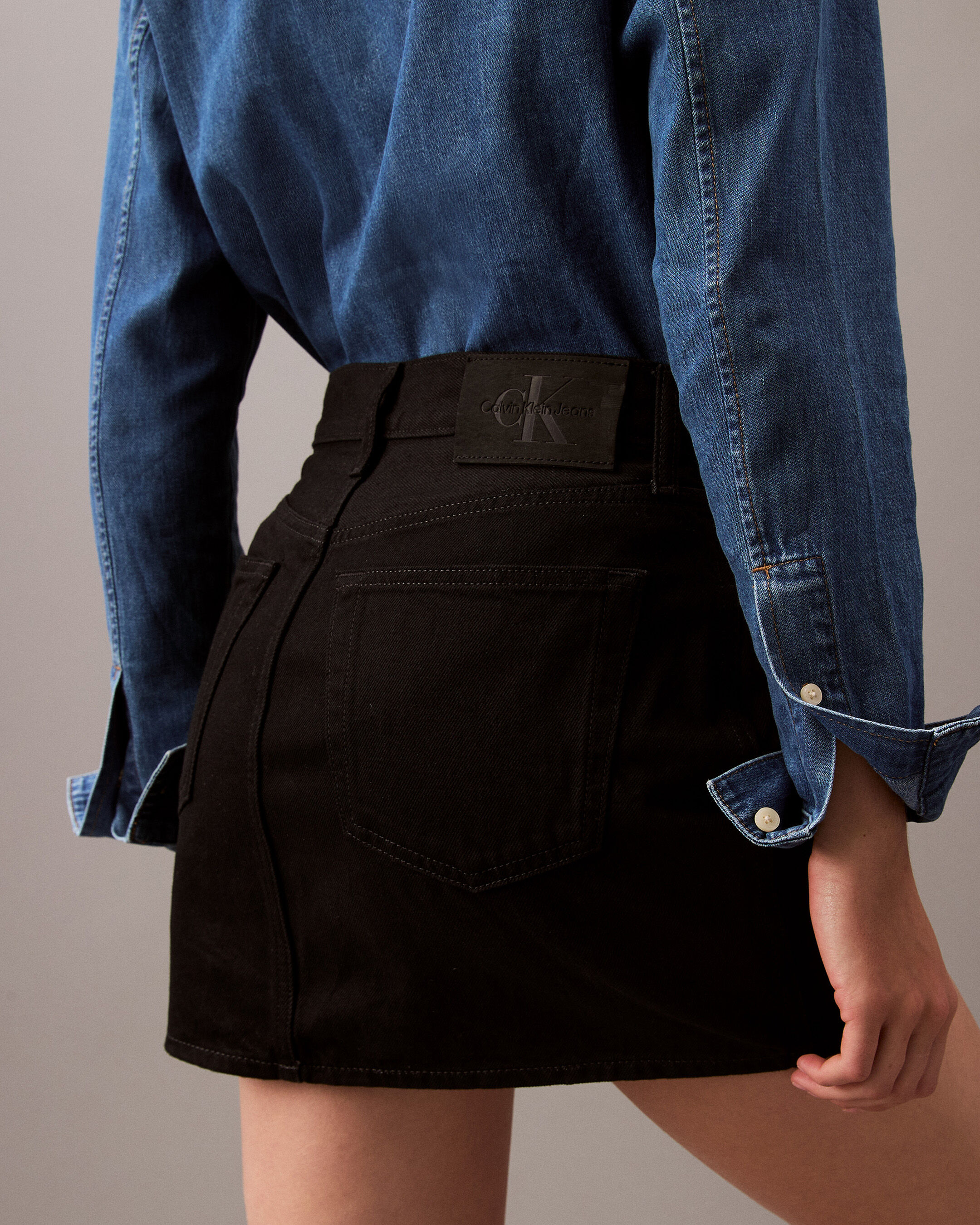 Calvin klein black denim skirt discount