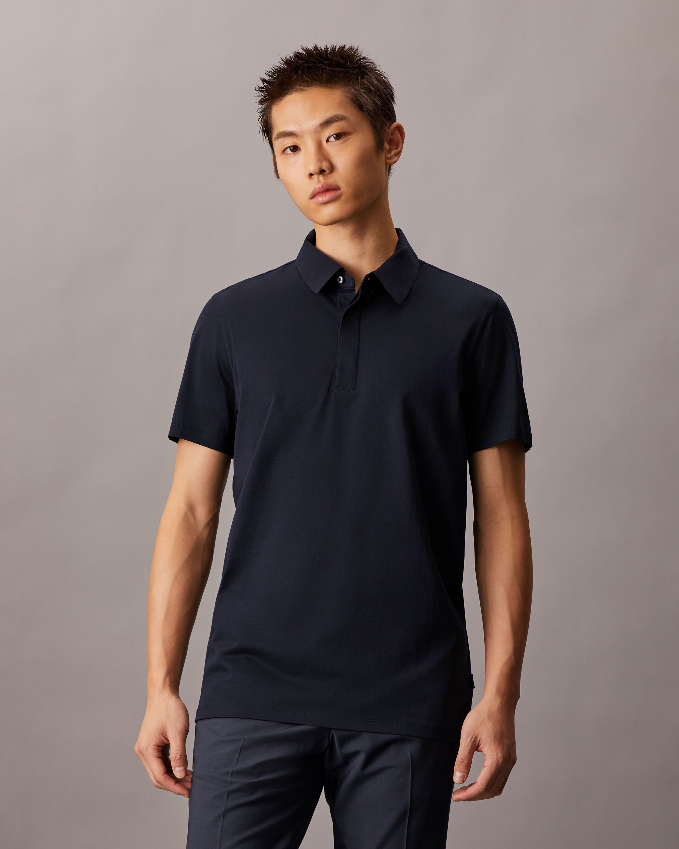 Double Mercerized Cotton Short Sleeve Polo black Calvin Klein Taiwan