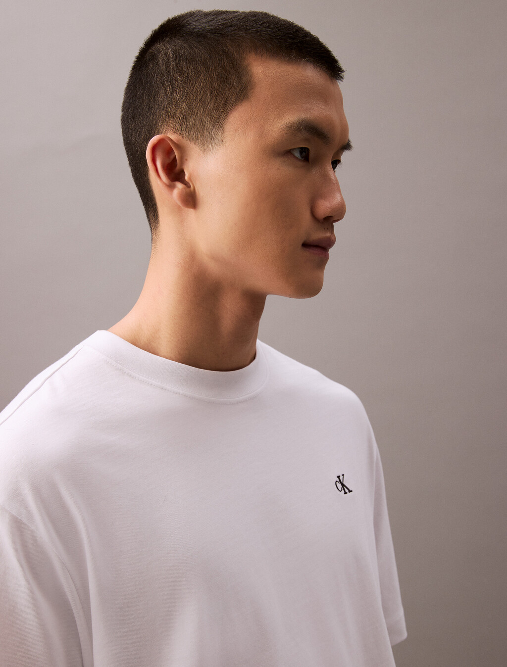Calvin Logo Crew Neck Tee, Brilliant White, hi-res
