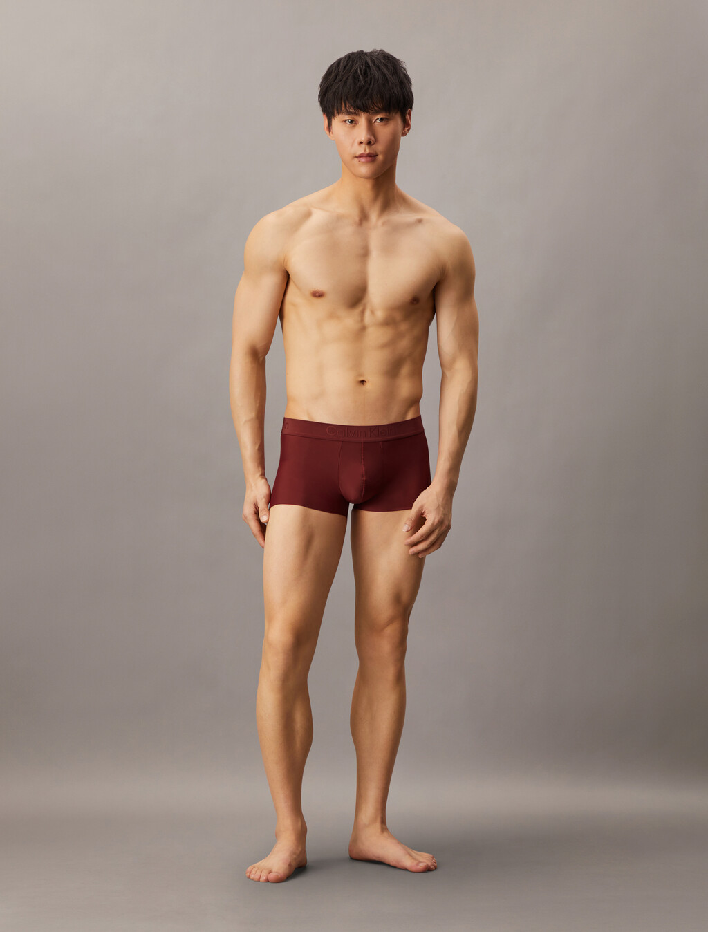 CK Black Low Rise Trunks, RUBY WINE, hi-res