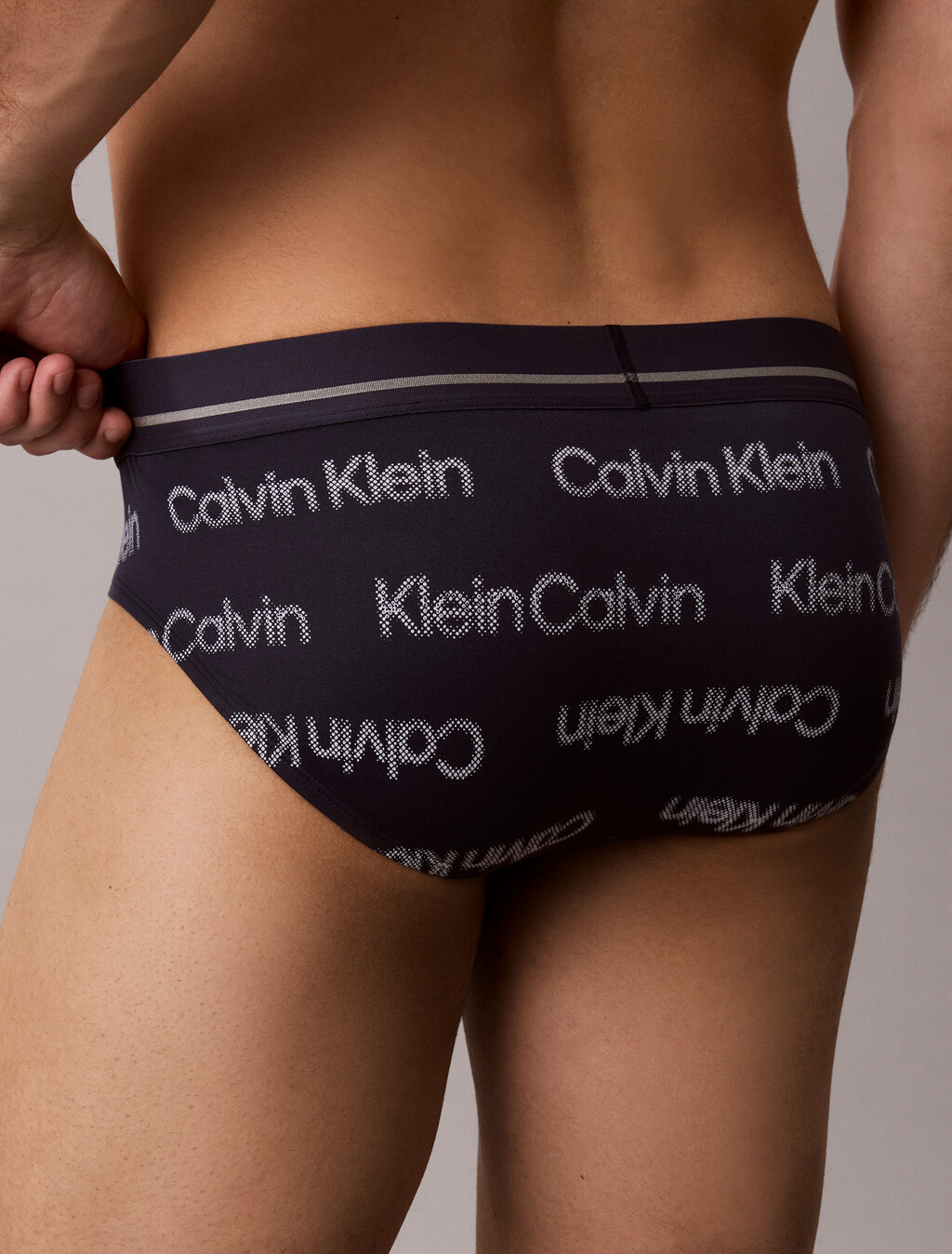 Invisibles Microfiber Mesh Hip Brief, Sequin Logo Repeating Dark Sapphire, hi-res