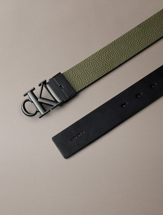 Reversible Leather Monogram Logo Belt