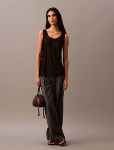 粘膠纖維背心, Black, hi-res