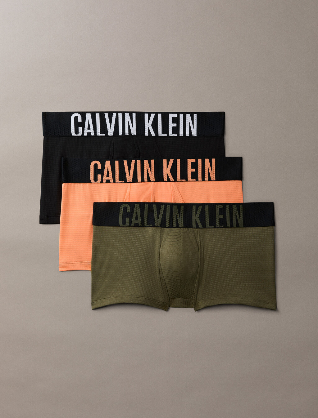 3 Pack Low Rise Trunks - Intense Power Air, Black/Olive Night/Orange Frosting, hi-res