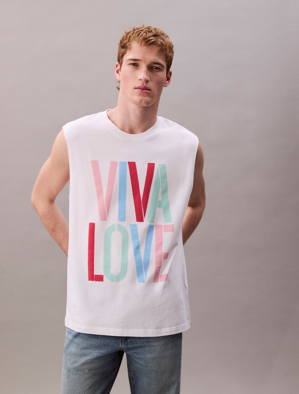 Pride Viva Love 圖案寬版背心, Bright White, hi-res