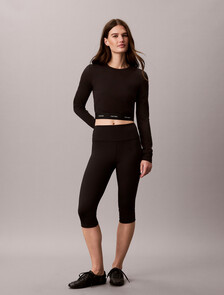 Logo Band Cropped Long Sleeve Top, Black, hi-res