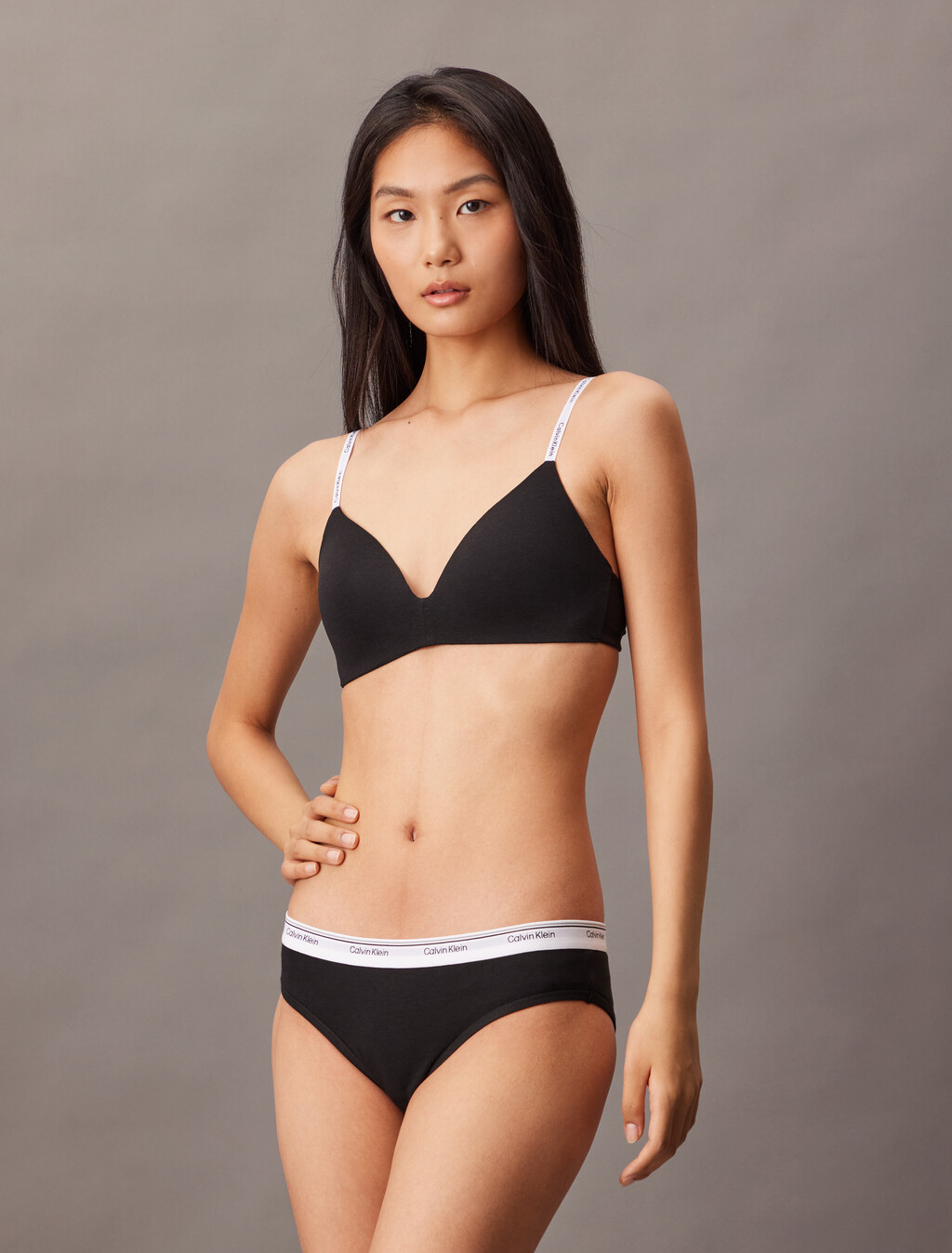 Icon Cotton Modal Lightly Lined Wirefree Bralette, Black, hi-res