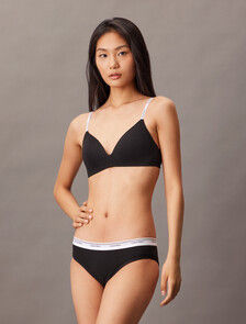 Icon Cotton Modal Lightly Lined Wirefree Bralette, Black, hi-res