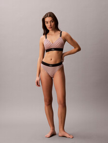 Lightly Lined Bralette - Graphic Monogram Microfibre Stretch, MINI STEPPING LOGO BRIGHT PEACH, hi-res