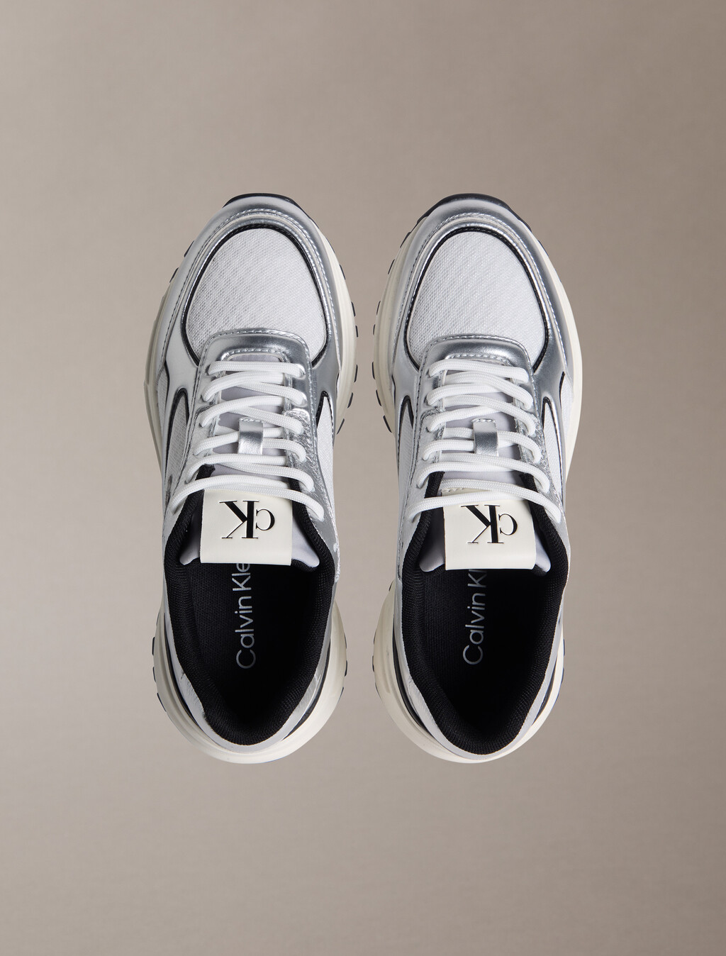 Trailblazer &mdash; Mesh Mix Runner Trainers, Silver/Black/Bright White, hi-res