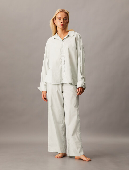 Cotton Poplin Wide Leg Pants