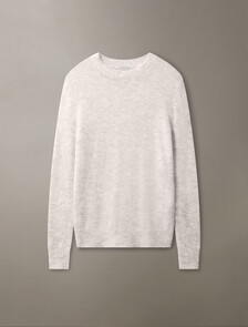 Sheer Alpaca Fine Gauge Crewneck Sweater, Executive Blue, hi-res