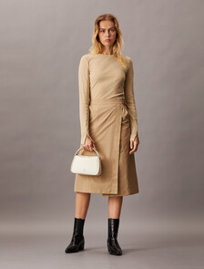 透視針織長袖上衣, Pale Khaki, hi-res