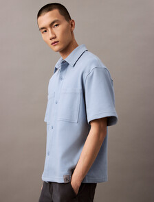 紋理珠地寬鬆襯衫式外套, Faded Denim, hi-res