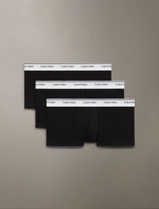 棉質彈性低腰平口內褲 3 件組, BLACK/BLACK/BLACK, hi-res