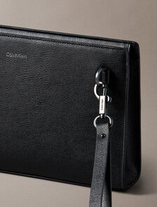 Saffiano 標誌拉鍊收納包附手把, Black, hi-res