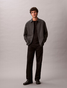 Melange Flannel Relaxed Button-Down Shirt, Black, hi-res