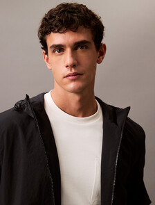 Crinkle Nylon Hooded Windbreaker Jacket, Black Beauty, hi-res