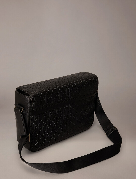 Embossed Emblem Logo Flap Messenger Bag