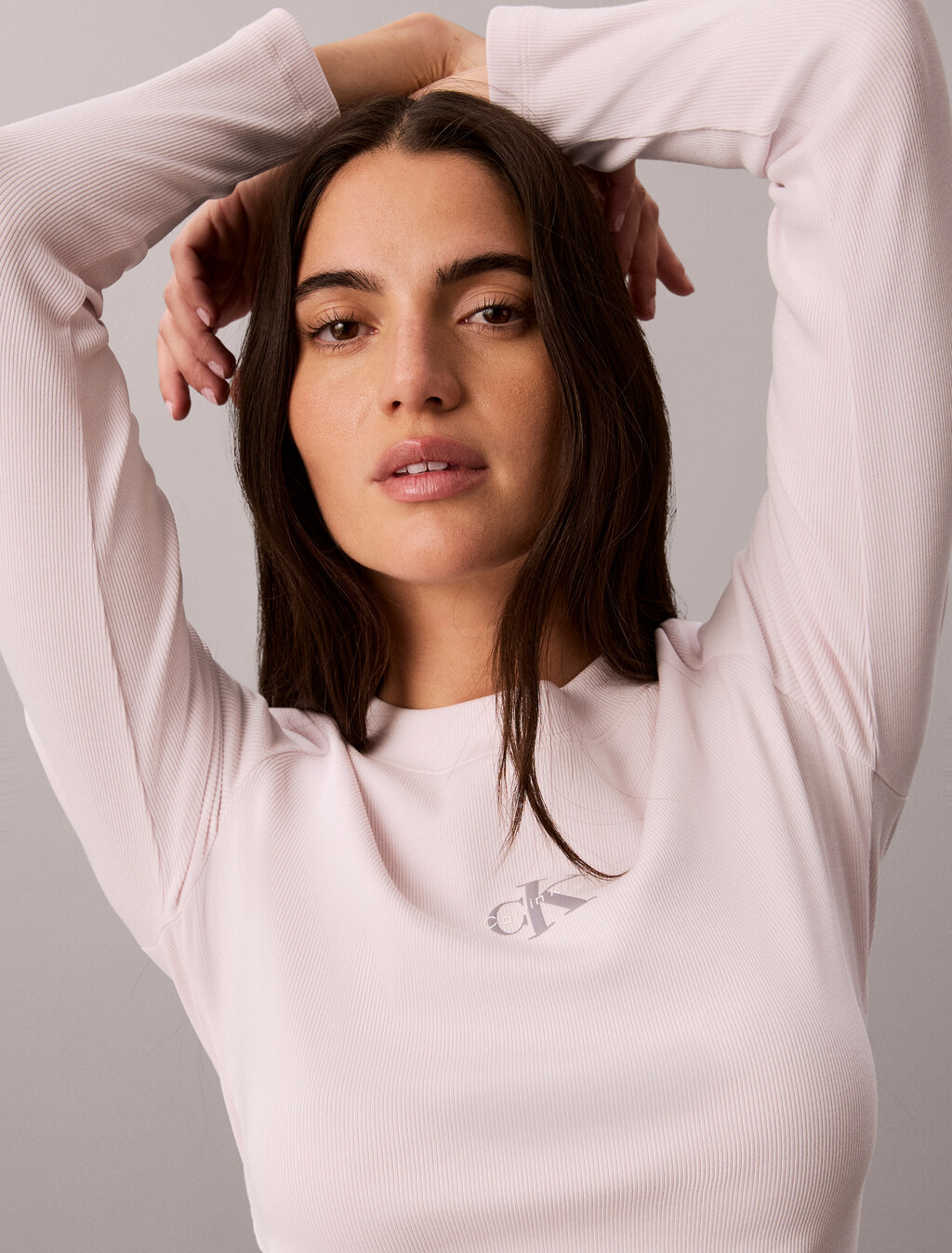 Monogram Logo Long Sleeve Baby Tee, Crystal Blush, hi-res