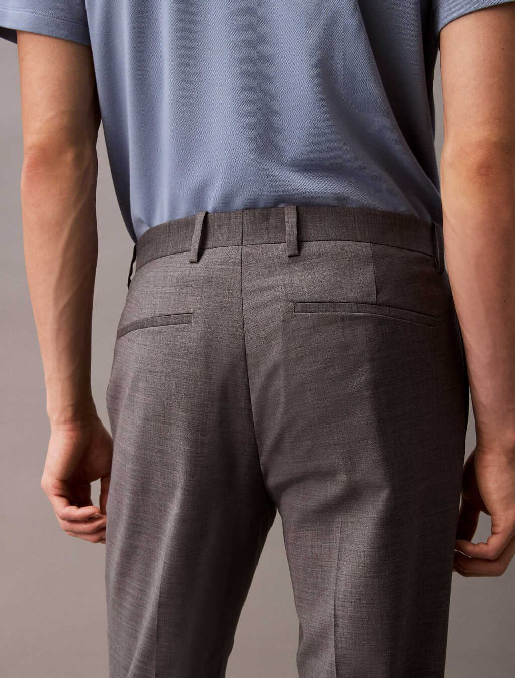 Refined Virgin Wool Slim Trouser, Grey Heather, hi-res