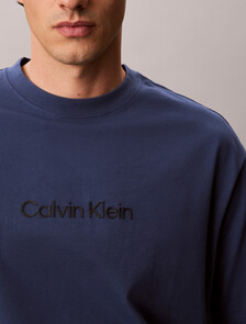 Calvin Logo Crew Neck Tee, Dark Denim, hi-res