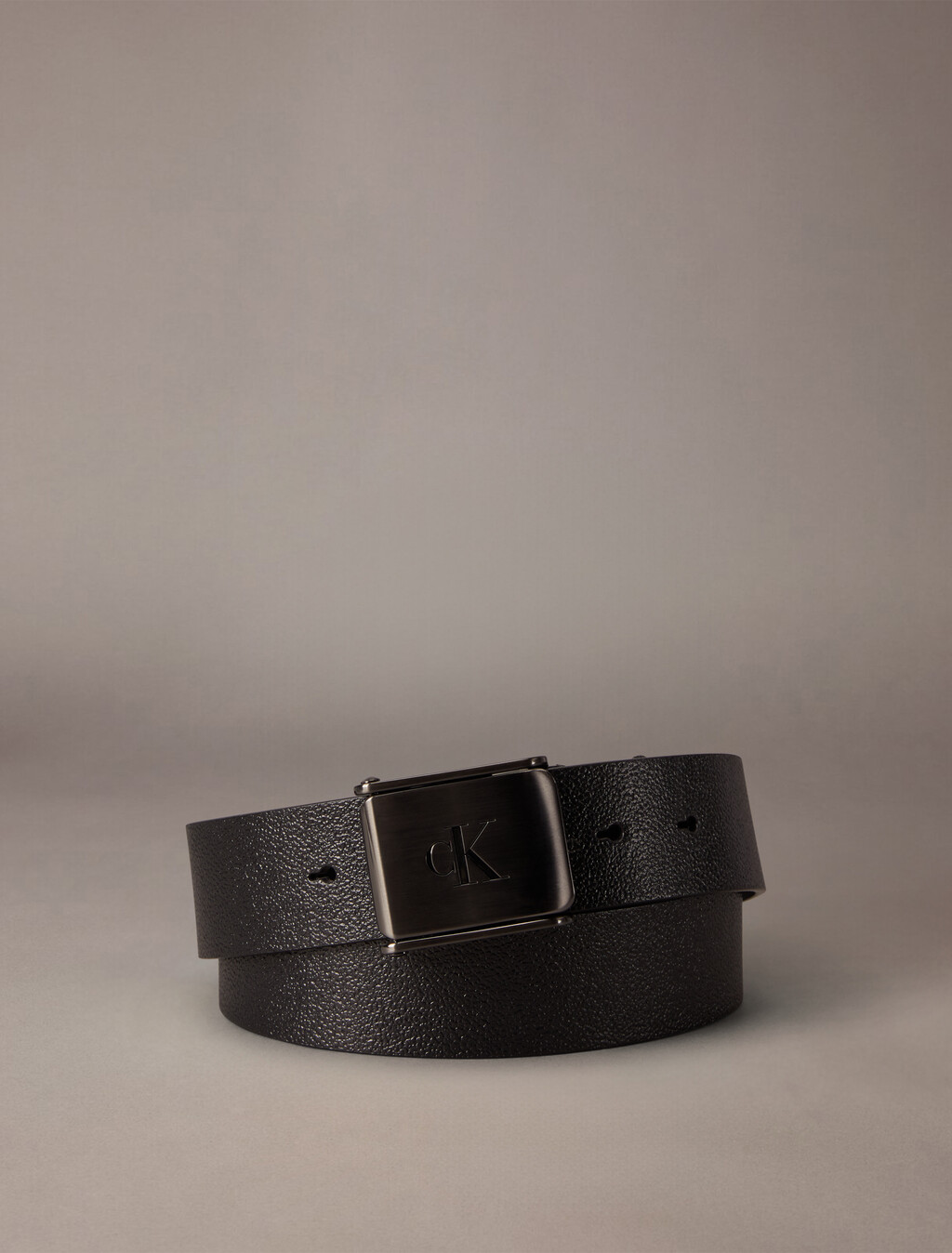 Clamp Plaque Buckle Belt, Black, hi-res