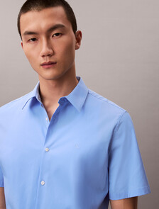 Stretch Cotton Slim Shirt, Blue Descent, hi-res