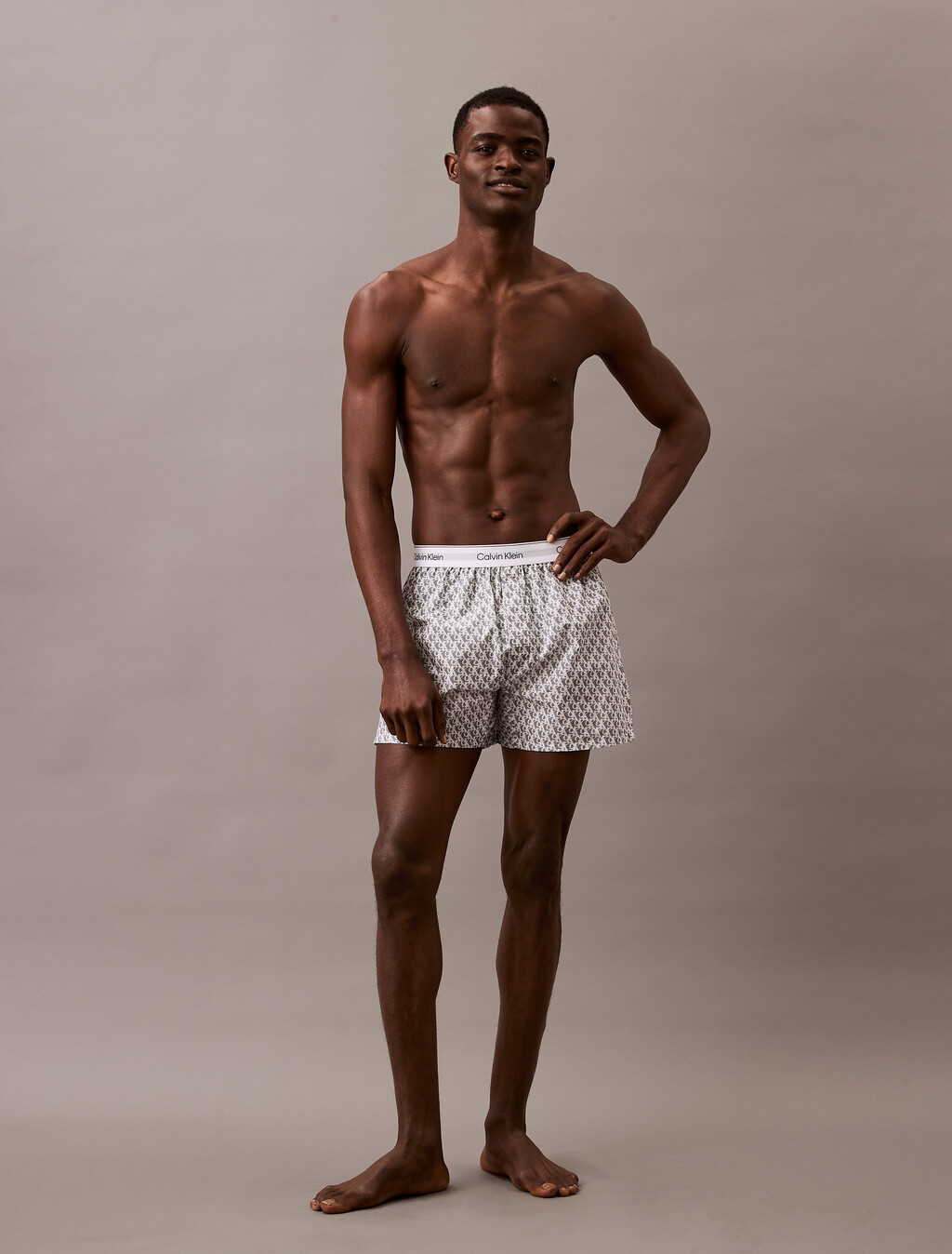 Cotton Poplin Traditional Boxers, 18659 PLUSH MONOGRAM_4.65in+ASH, hi-res