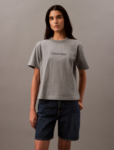 Calvin Klein Hero Modern 方形剪裁 T 恤, Medium Grey Htr, hi-res