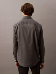 Relaxed Wool Blend Button-Down Shirt, Grey Heather, hi-res