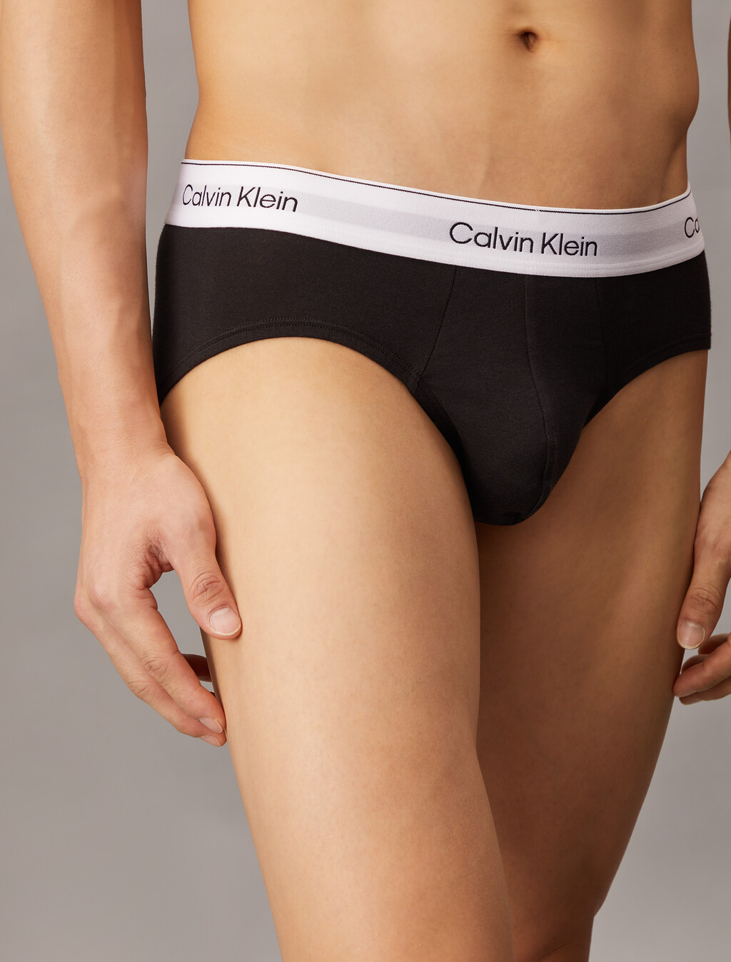 Icon Cotton Stretch Hip Briefs 3 Pack, Grey Heather/White/Black, hi-res