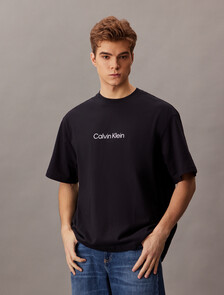 Calvin Logo Crew Neck Tee, Black Beauty, hi-res